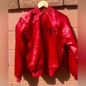 Vintage 80s Red Satin Varsity Jacket – P.S.H.S. Softball Bomber